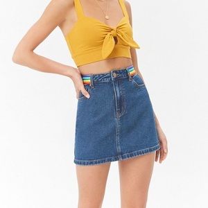 Rainbow trim denim skirt